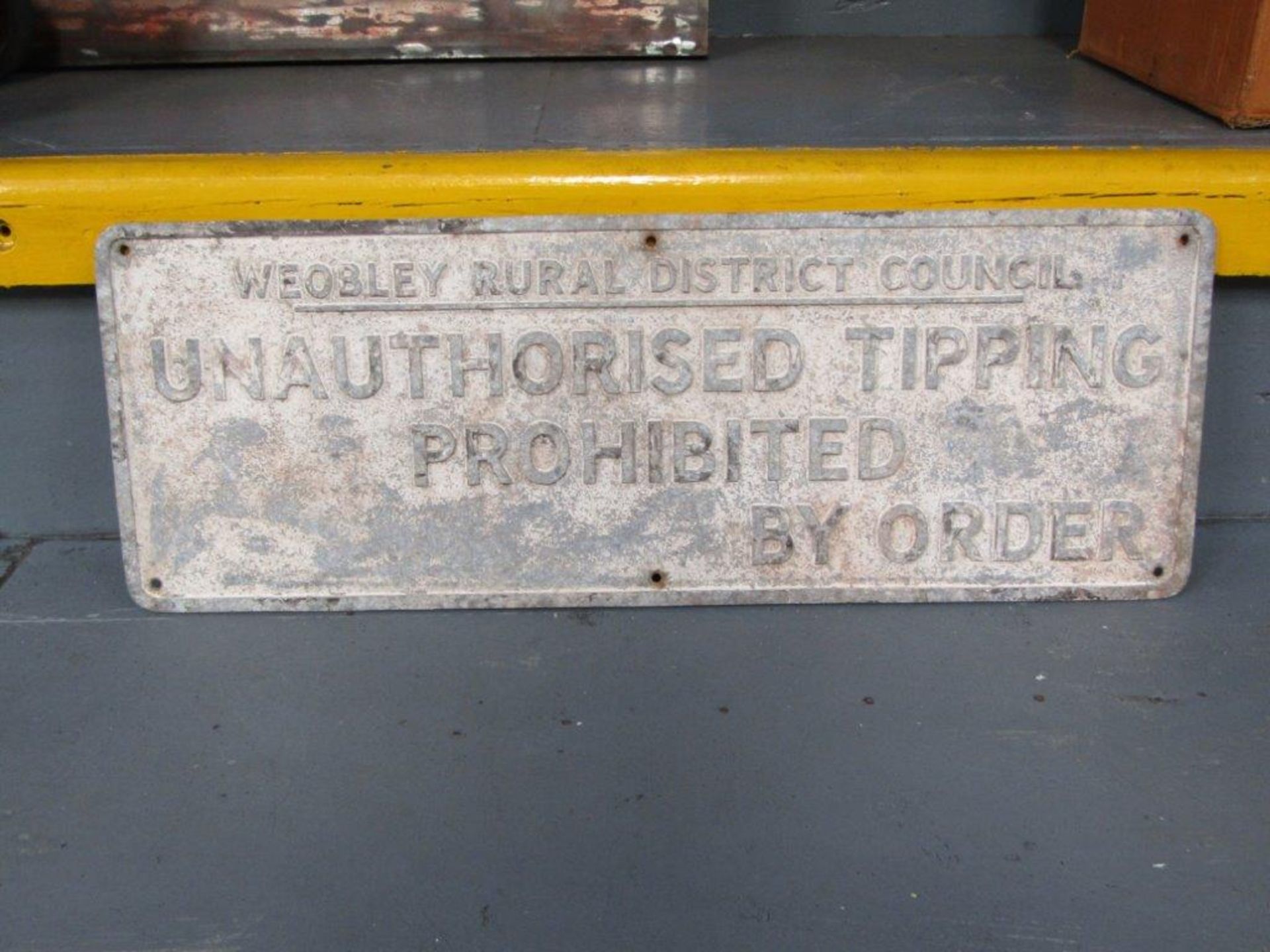 Vintage Cast Aluminium Weobley Rural District Council Sign