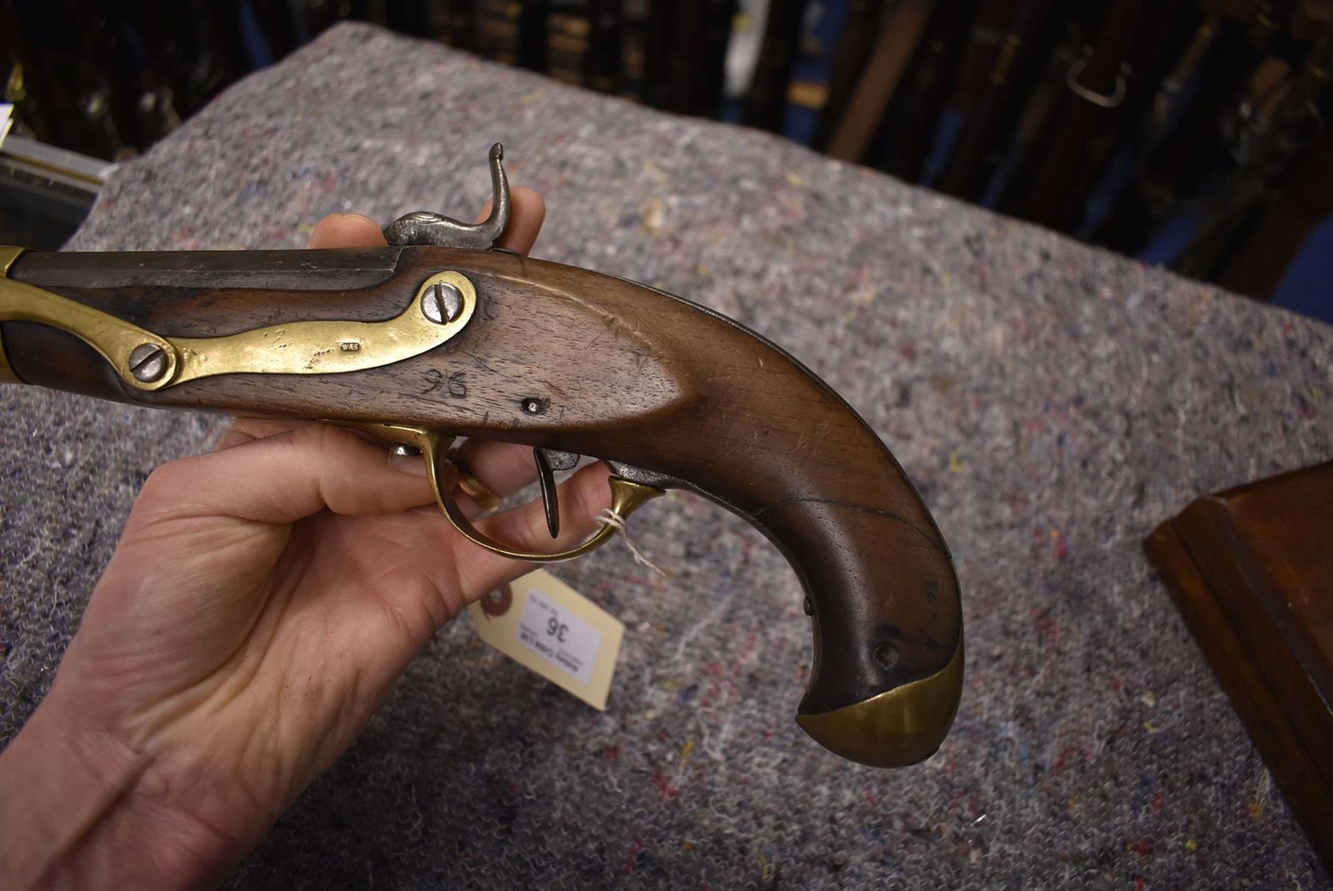 A SPANISH 13-BORE PERCUSSION SERVICE PISTOL, 6.5inch barrel, bevelled lock converted from flintlock, - Image 8 of 10