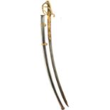 AN EXCEPTIONAL QUALITY FRENCH OFFICER'S SWORD CIRCA 1830, 96cm curved blade with clipped back point,