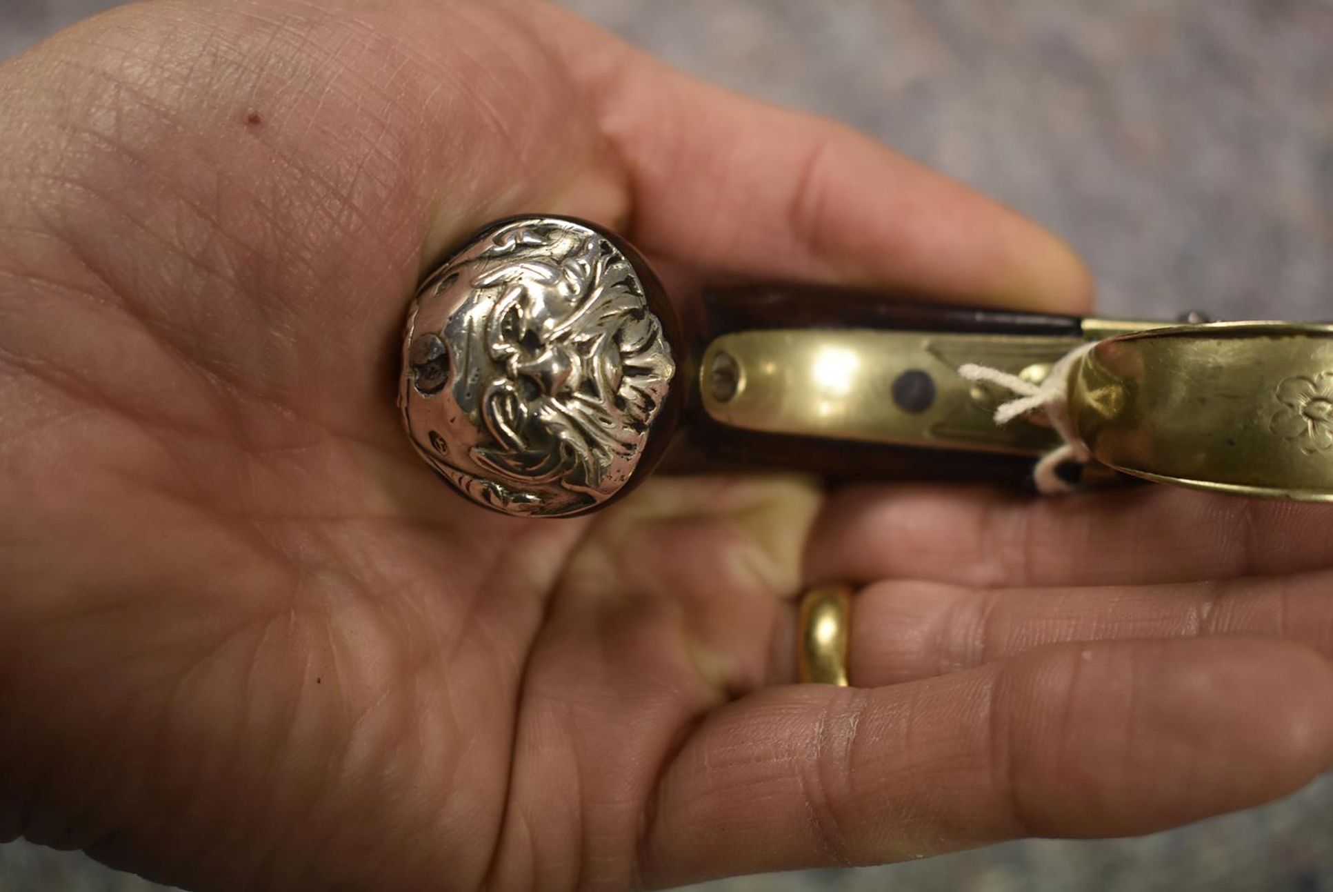 AN 80-BORE FLINTLOCK BOXLOCK PAKTONG PISTOL, 2.75inch turn-off cannon barrel, border engraved - Image 6 of 8