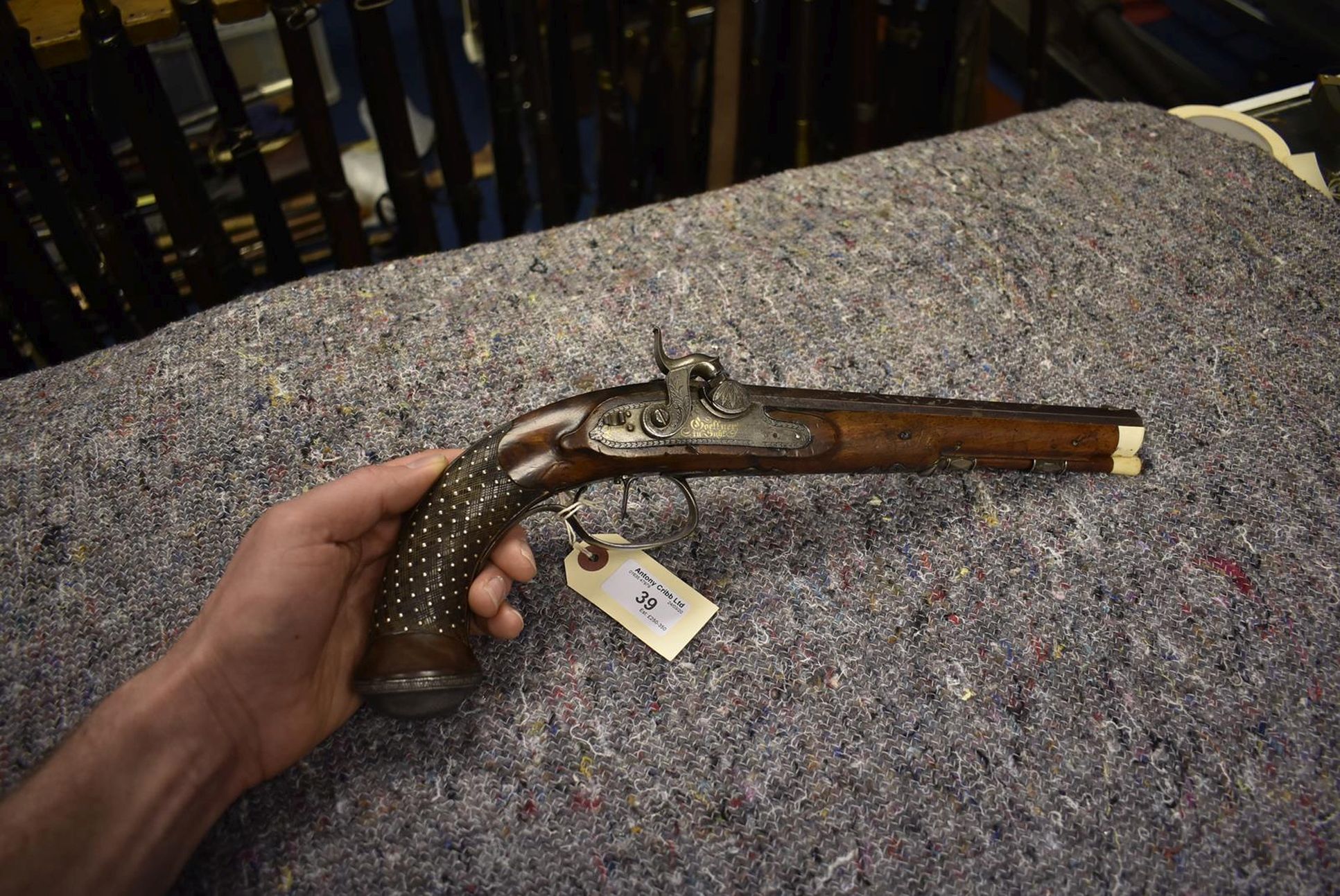 A 40-BORE GERMAN PERCUSSION OFFICER'S PISTOL, 9.25inch sighted octagonal barrel with inlaid silver - Image 9 of 13