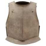 A 17TH CENTURY ENGLISH CIVIL WAR PERIOD PERIOD SIEGE WEIGHT BREAST PLATE, with central raised medial