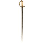 A GEORGIAN SWORD TO COMMODORE DANCE, 80.5cm flattened diamond section fullered blade, gilt washed