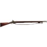 AN EAST INDIA COMPANY PERCUSSION BROWN BESS, 39inch sighted barrel stamped with the EIC emblem at