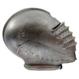 A VICTORIAN COPY OF A GERMAN MAXIMILIAN CLOSE HELMET IN THE EARLY 16TH CENTURY STYLE, the bulbous