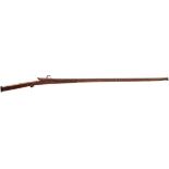 A 19TH CENTURY 25-BORE INDIAN MATCHLOCK LONGGUN, 48inch sighted barrel, full stock profusely
