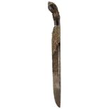 A 19TH CENTURY SINHALESE PIHA KAETTA, 18cm fullered blade with foliate chiselled white metal