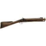 A PERCUSSION BAYONET BLUNDERBUSS, 14inch three-stage brass cannon barrel with ring turned muzzle,