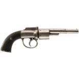 AN 80-BORE PERCUSSION SIX-SHOT RIFLED TRANSITIONAL REVOLVER, 4inch sighted two-stage barrel, plain