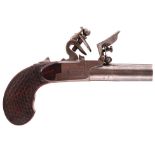 AN 80-BORE FRENCH FLINTLOCK BOXLOCK POCKET PISTOL, 1.5inch turn-off barrel, border engraved action