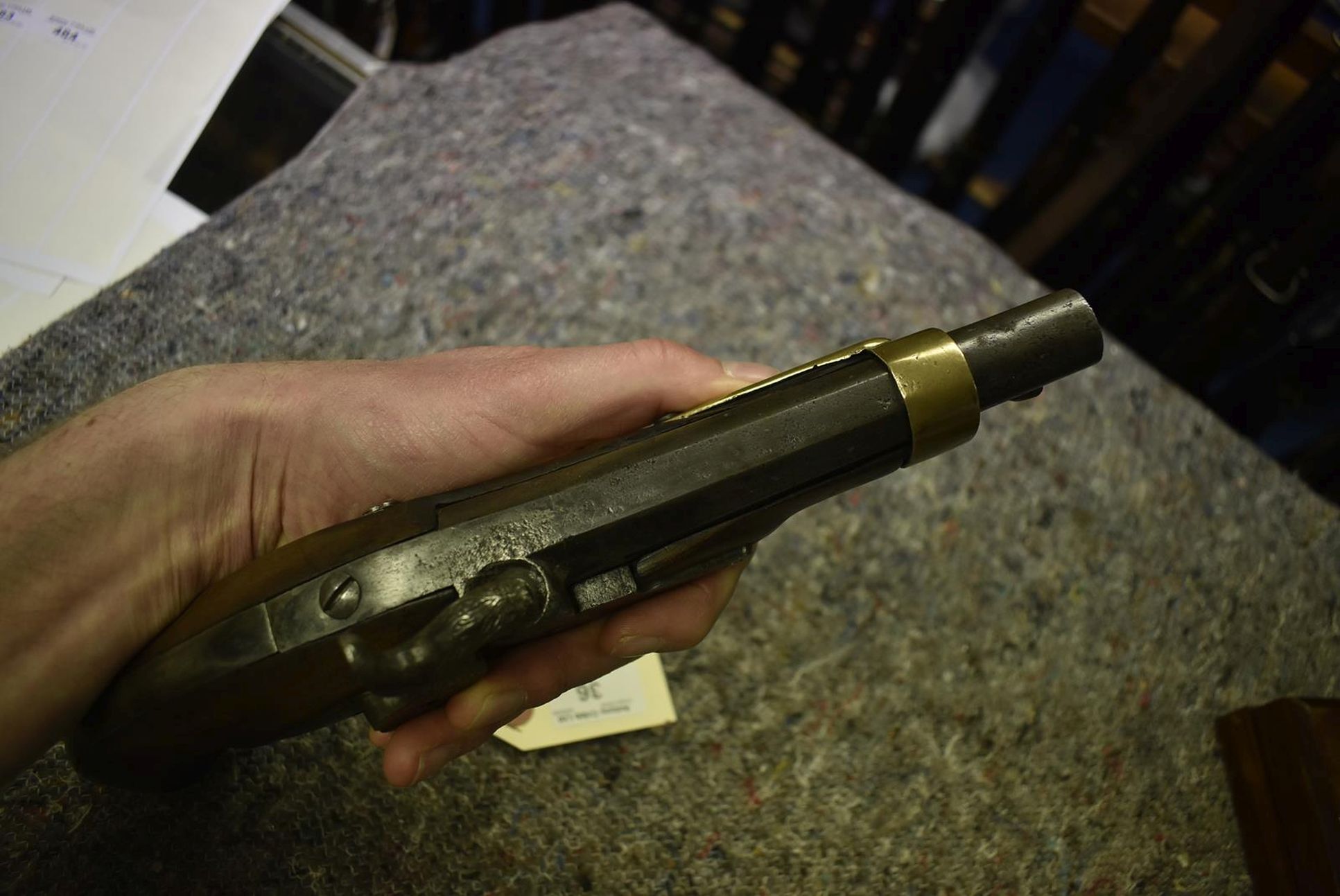 A SPANISH 13-BORE PERCUSSION SERVICE PISTOL, 6.5inch barrel, bevelled lock converted from flintlock, - Image 10 of 10