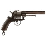 A SIX-SHOT CONTINENTAL PINFIRE REVOLVER, 5.75inch sighted barrel, plain cylinder and frame, serial