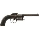 A 90-BORE SIX-SHOT PERCUSSION TRANSITIONAL REVOLVER, 5inch sighted octagonal barrel, plain