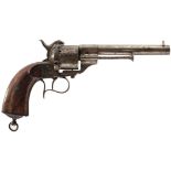 A 54-BORE LEFAUCHEUX SIX-SHOT PINFIRE SERVICE REVOLVER, 6inch sighted barrel stamped with the