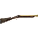 A BRASS BARRELLED PERCUSSION TRADE BLUNDERBUSS, 17inch two-stage brass barrel with flared muzzle,