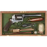 A FINE AND RARE CASED 54-BORE IMPROVED MODEL 1854 ADAMS FIVE-SHOT PERCUSSION REVOLVER BY DICKSON &
