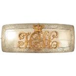 A VICTORIAN HERTFORDSHIRE YEOMANRY CAVALRY OFFICER'S SHOULDER BELT POUCH, the white metal plate with