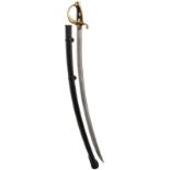 A RUSSIAN MODEL 1827 LIGHT CAVALRY TROOPER'S SWORD, 87cm sharply curved blade dated 1834 on the back