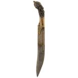 A 19TH CENTURY SINHALESE PIHA KAETTA, 17.5cm fullered blade, the reinforced forte decorated with