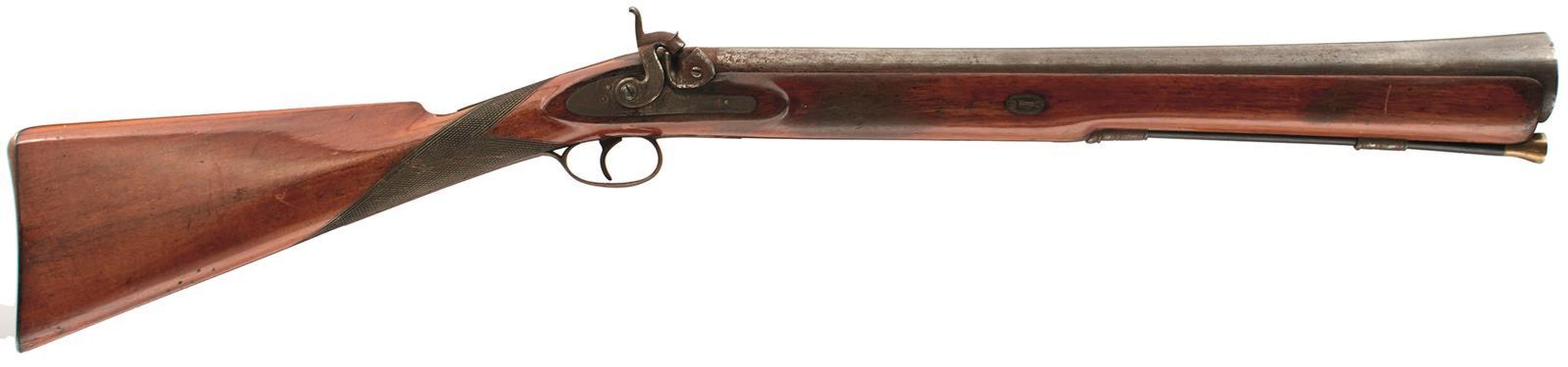 A LARGE PERCUSSION BLUNDERBUSS, 21.75inch barrel with 2.25inch diameter flared muzzle, engraved J.
