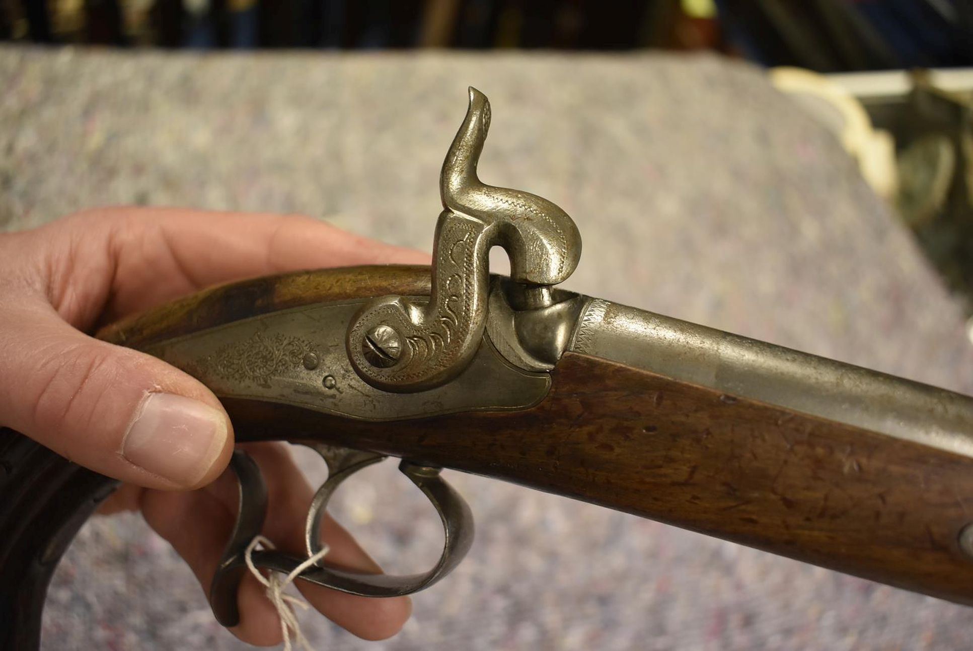 A PAIR OF 80-BORE BELGIAN TARGET PISTOLS, 9.5inch tapering barrels, border and scroll engraved - Image 7 of 10