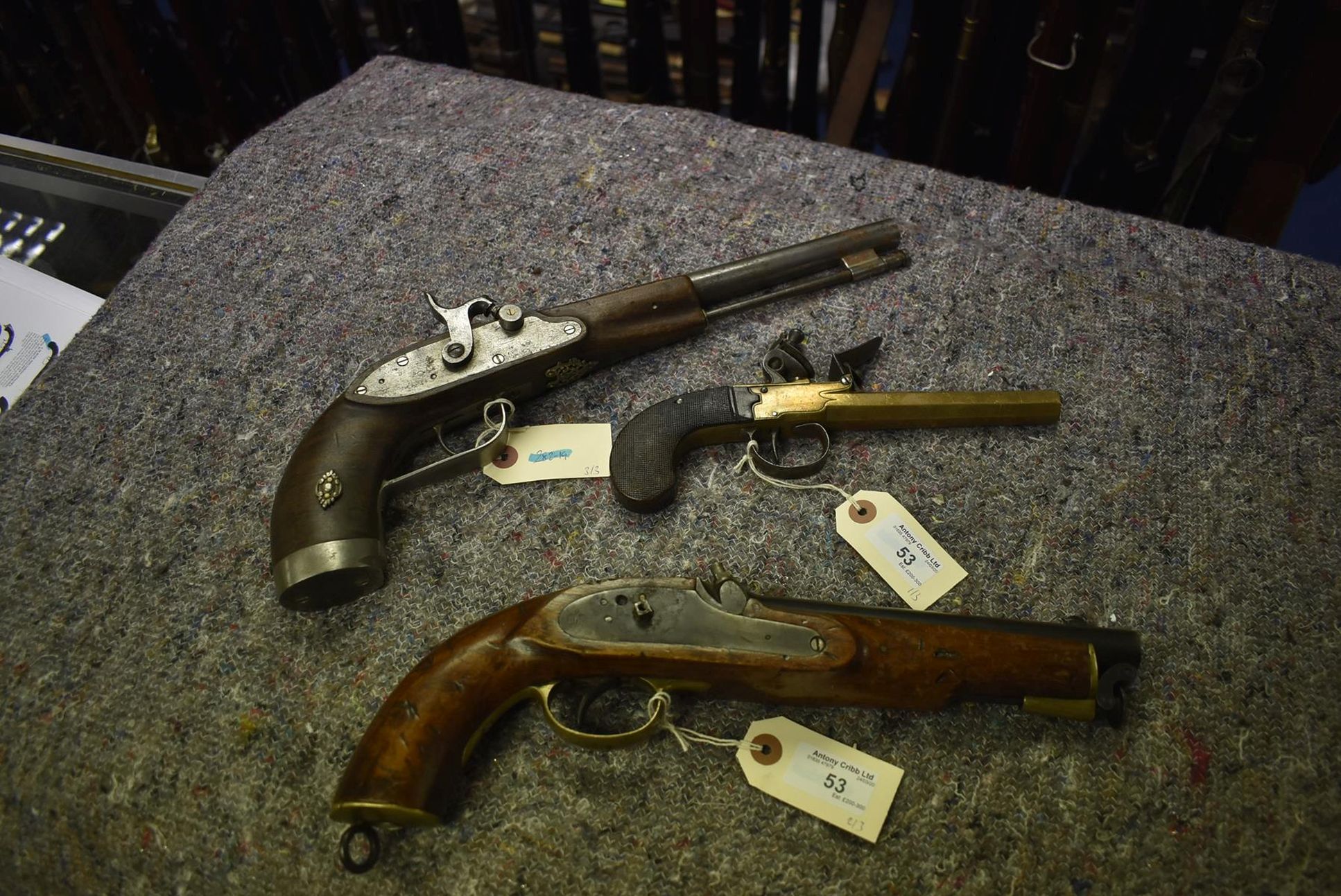 A 28-BORE BRONZE FLINTLOCK BOXLOCK POCKET PISTOL, 5inch octagonal barrel stamped LOWE CHESTER, - Image 2 of 13