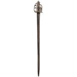 A MID-18TH CENTURY SCOTTISH HEAVY CAVALRY BASKET HILTED BACK SWORD, 81cm double fullered blade,