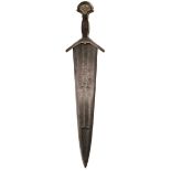 A LATE 16TH CENTURY ITALIAN CINQUEDEA OR SHORT SWORD, 44cm broad tapering blade with three graduated