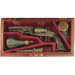 A CASED FIVE-SHOT PERCUSSION LONDON PISTOL COMPANY REVOLVER, 4inch sighted octagonal barrel, two-