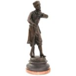 AFTER EVGENY ALEKSANDORVICH LANSERE, a bronze sculpture of a Cossack, 49cm, mounted on a marble base