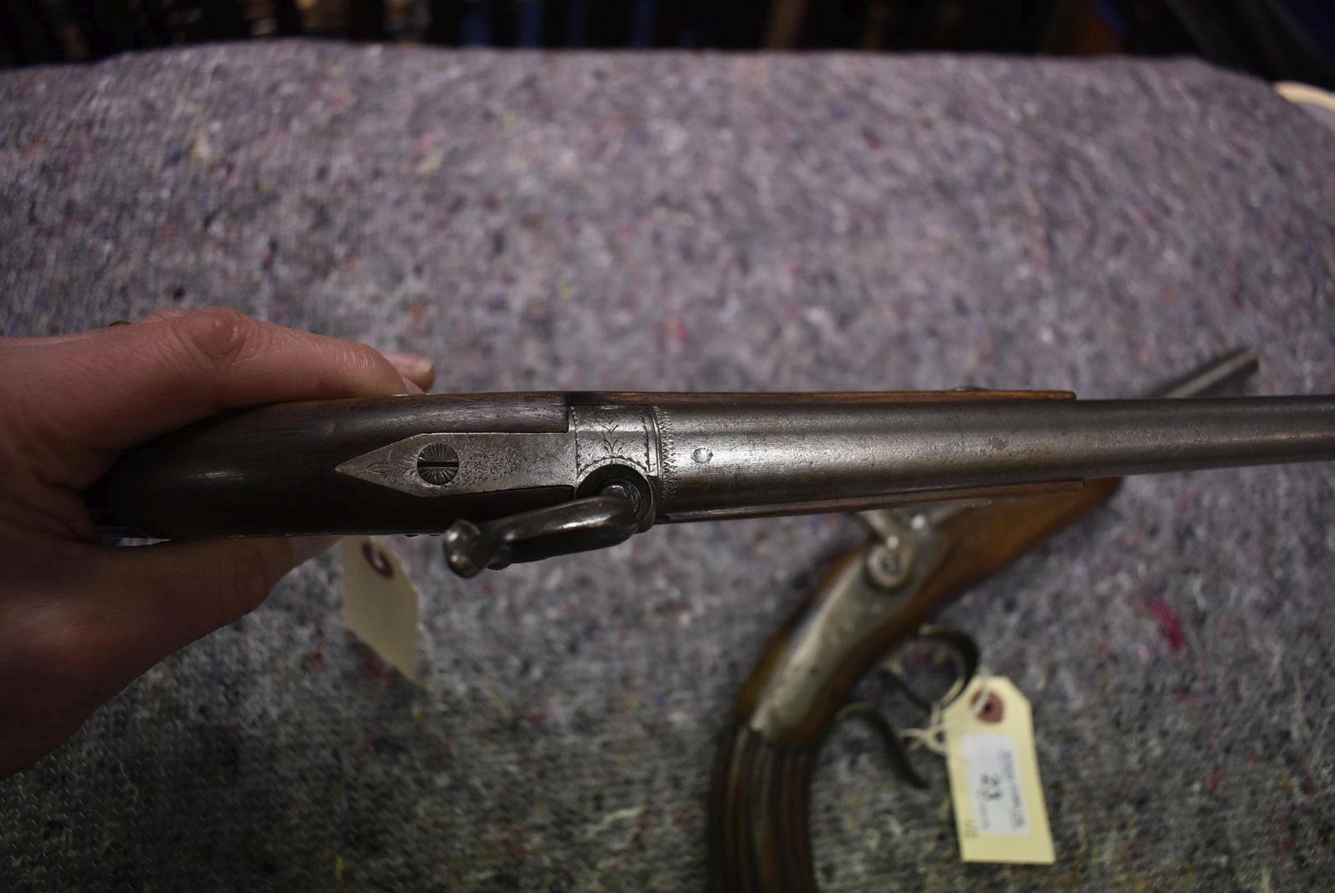 A PAIR OF 80-BORE BELGIAN TARGET PISTOLS, 9.5inch tapering barrels, border and scroll engraved - Image 4 of 10