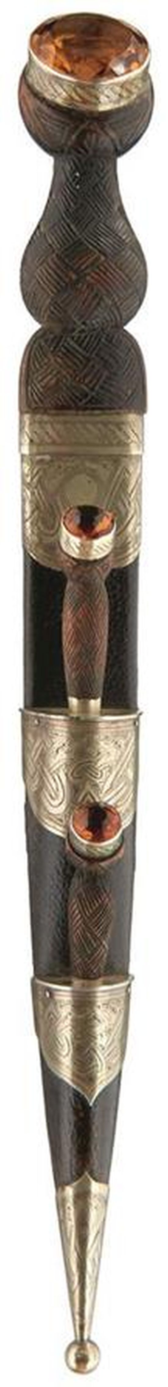 A VICTORIAN OR EDWARDIAN WHITE METAL MOUNTED SCOTTISH DIRK FOR A BOY, by the famed R. W. Forsyth