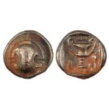 ANCIENT GREECE, silver stater Thebes, circa 379-338BC, obv: Boeotian shield, rev: Greek krater,