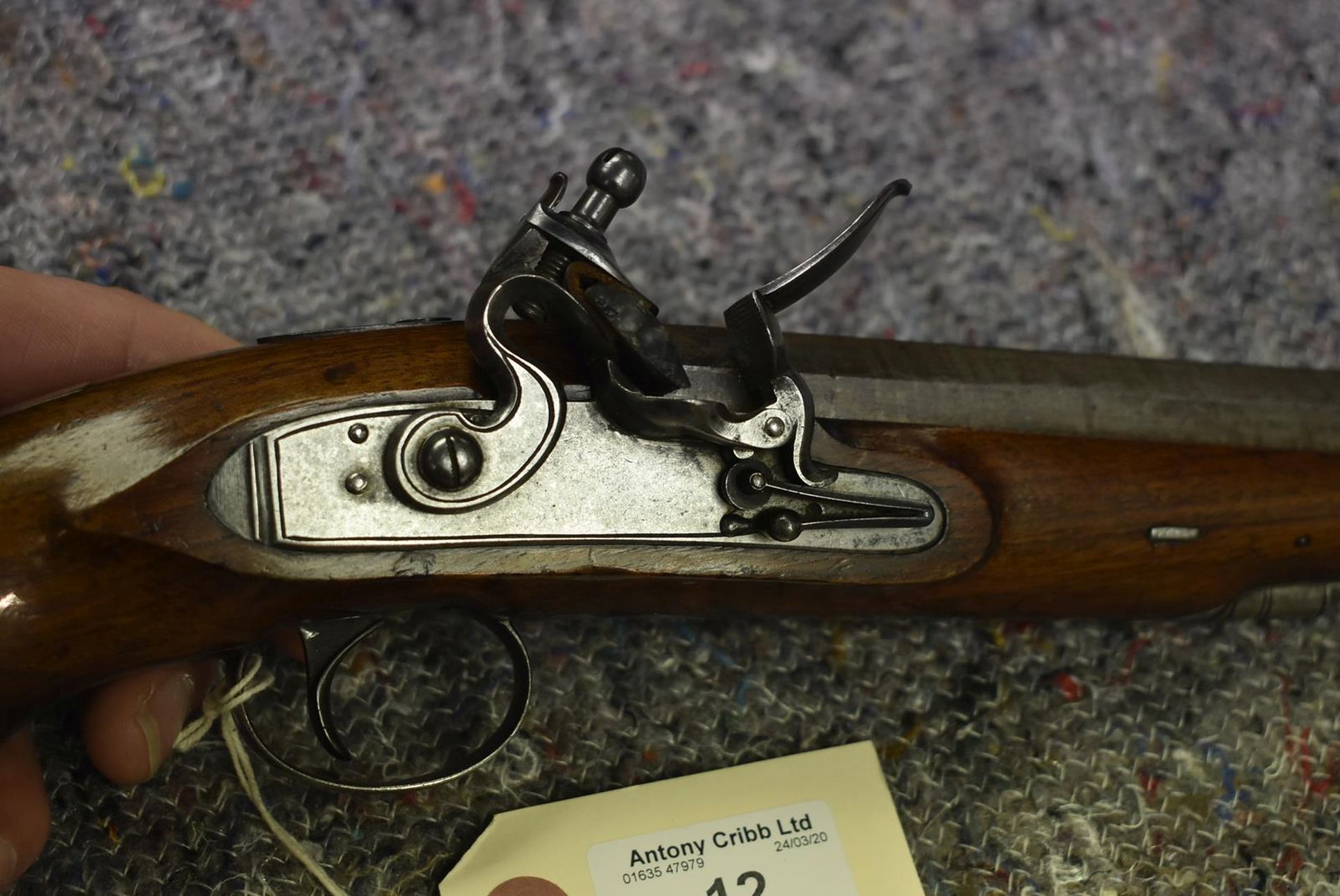 A 16-BORE FLINTLOCK PISTOL OF GOLD MINING INTEREST, 7inch sighted octagonal barrel engraved IMPL - Image 4 of 9