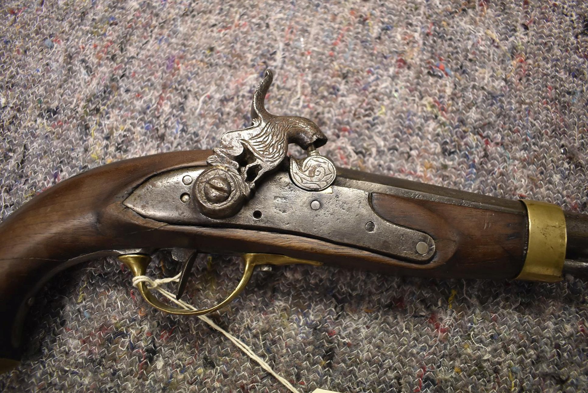 A SPANISH 13-BORE PERCUSSION SERVICE PISTOL, 6.5inch barrel, bevelled lock converted from flintlock, - Image 4 of 10