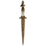 A CONTINENTAL ROMANTIC DAGGER, 10cm double fullered flattened diamond section blade, the cast