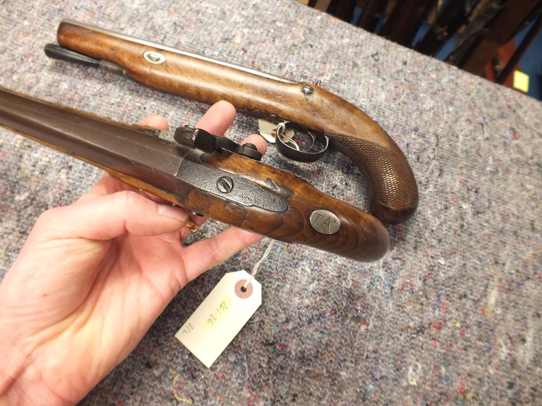 A 14-BORE PERCUSSION OFFICER'S PISTOL, 10inch sighted octagonal barrel, border and scroll engraved - Image 4 of 11