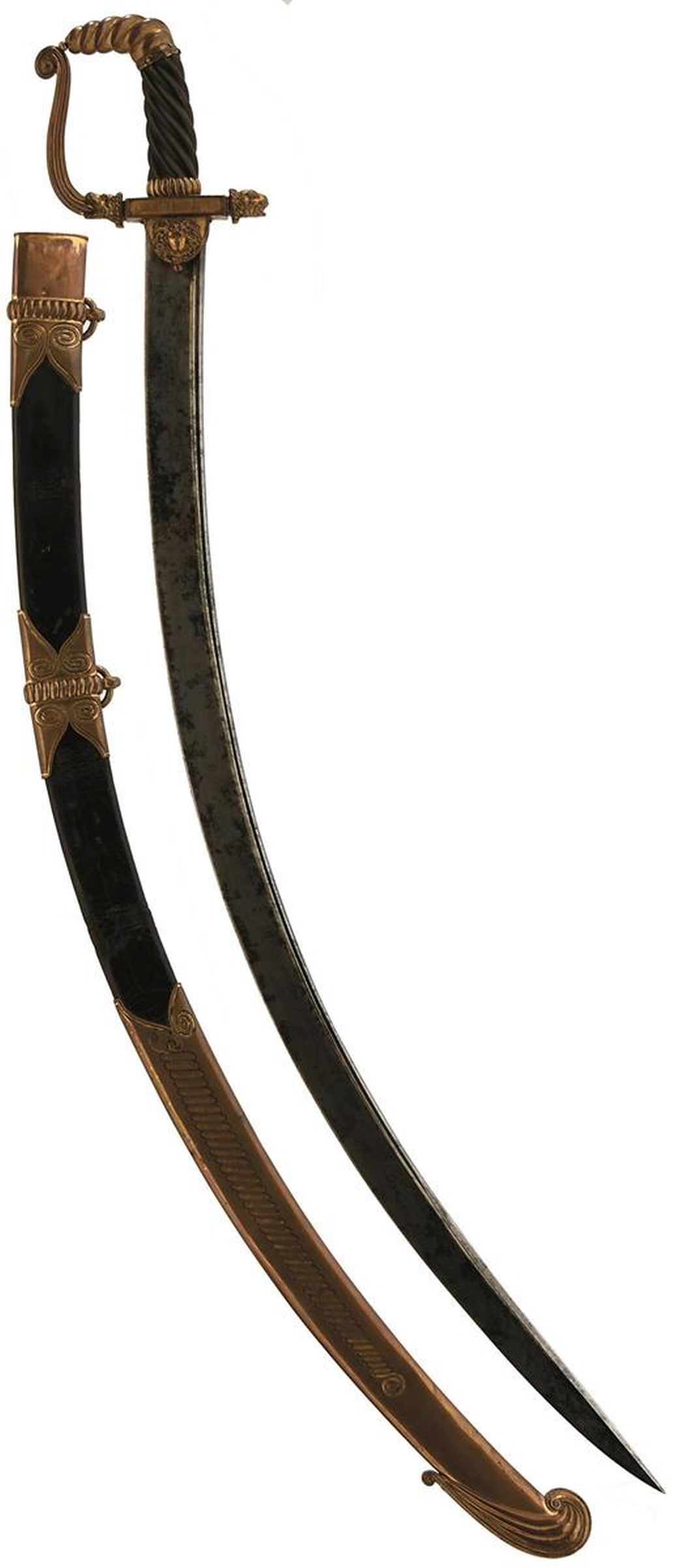 A LATE 18TH OR EARLY 19TH CENTURY PRESENTATION QUALITY SABRE BY PROSSER, 83cm sharply curved pipe-