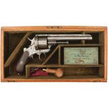 A CASED 54-BORE SIX-SHOT PINFIRE REVOLVER, 6.25inch sighted barrel stamped E. LEFAUCHEUX to the left