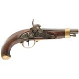 A SPANISH 13-BORE PERCUSSION SERVICE PISTOL, 6.5inch barrel, bevelled lock converted from flintlock,