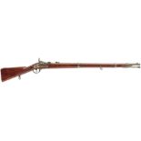 A POTSDAM RIMFIRE SERVICE MUSKET, 33.75inch sighted barrel fitted with amp and ladder rear sights,