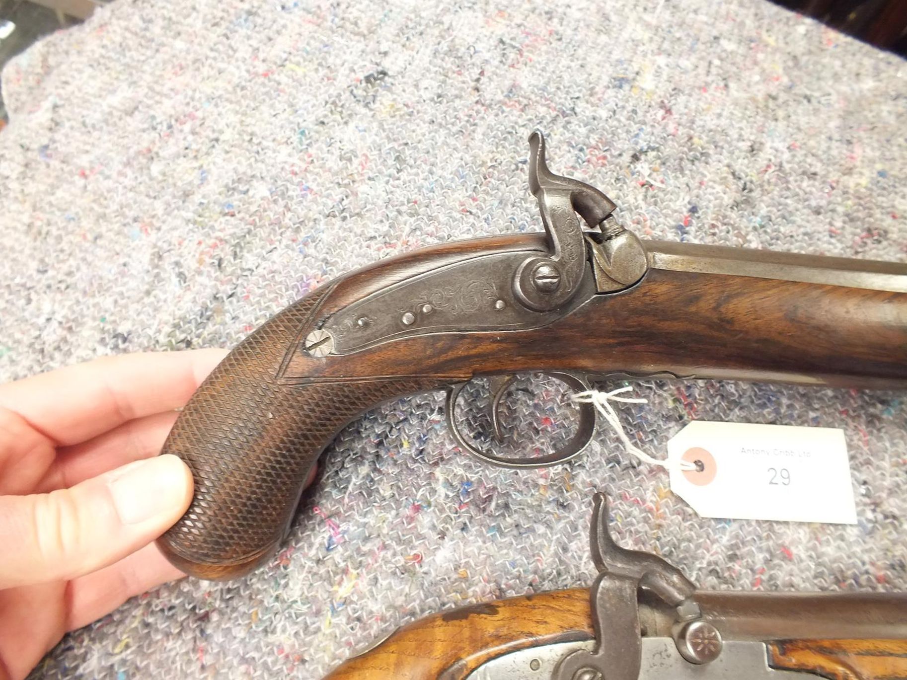 A 14-BORE PERCUSSION OFFICER'S PISTOL, 10inch sighted octagonal barrel, border and scroll engraved - Image 7 of 11