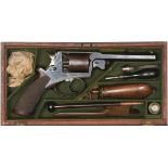 A CASED 54-BORE BEAUMONT ADAMS FIVE-SHOT PERCUSSION REVOLVER BY COOPER & GOODMAN, 5.5inch sighted