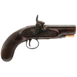 A 54-BORE SMALL PERCUSSION TRAVELLING PISTOL BY ANDREWS, 3.5inch octagonal barrel engraved LONDON,