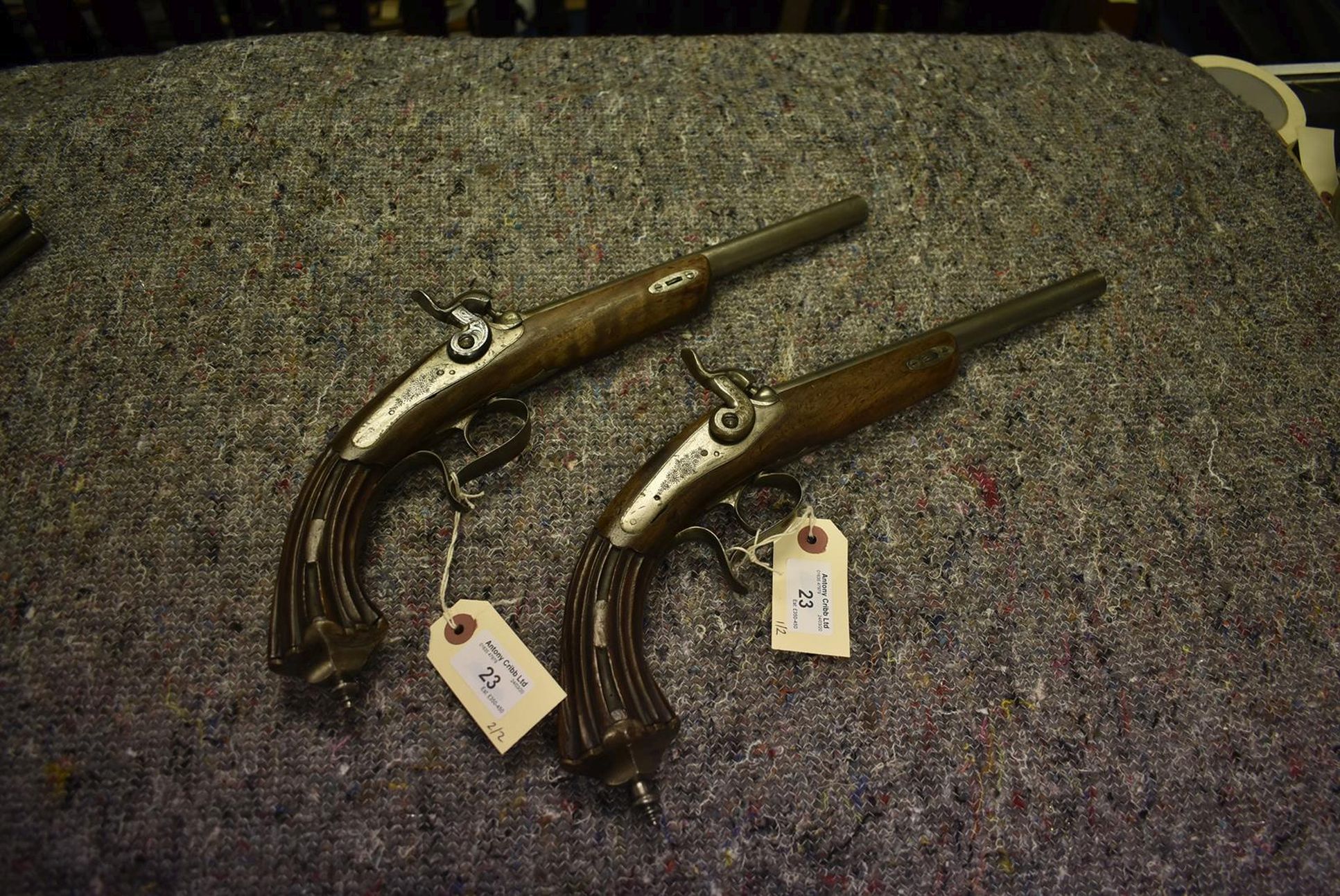 A PAIR OF 80-BORE BELGIAN TARGET PISTOLS, 9.5inch tapering barrels, border and scroll engraved - Image 10 of 10