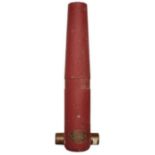 A LYLE GUN OR LINE THROWER, 28inch cast iron barrel, finished in red primer, the breech applied with