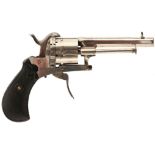 A CLEAN SMALL CALIBRE SIX-SHOT PLATED CONTINENTAL PINFIRE REVOLVER, 3.25inch sighted octagonal