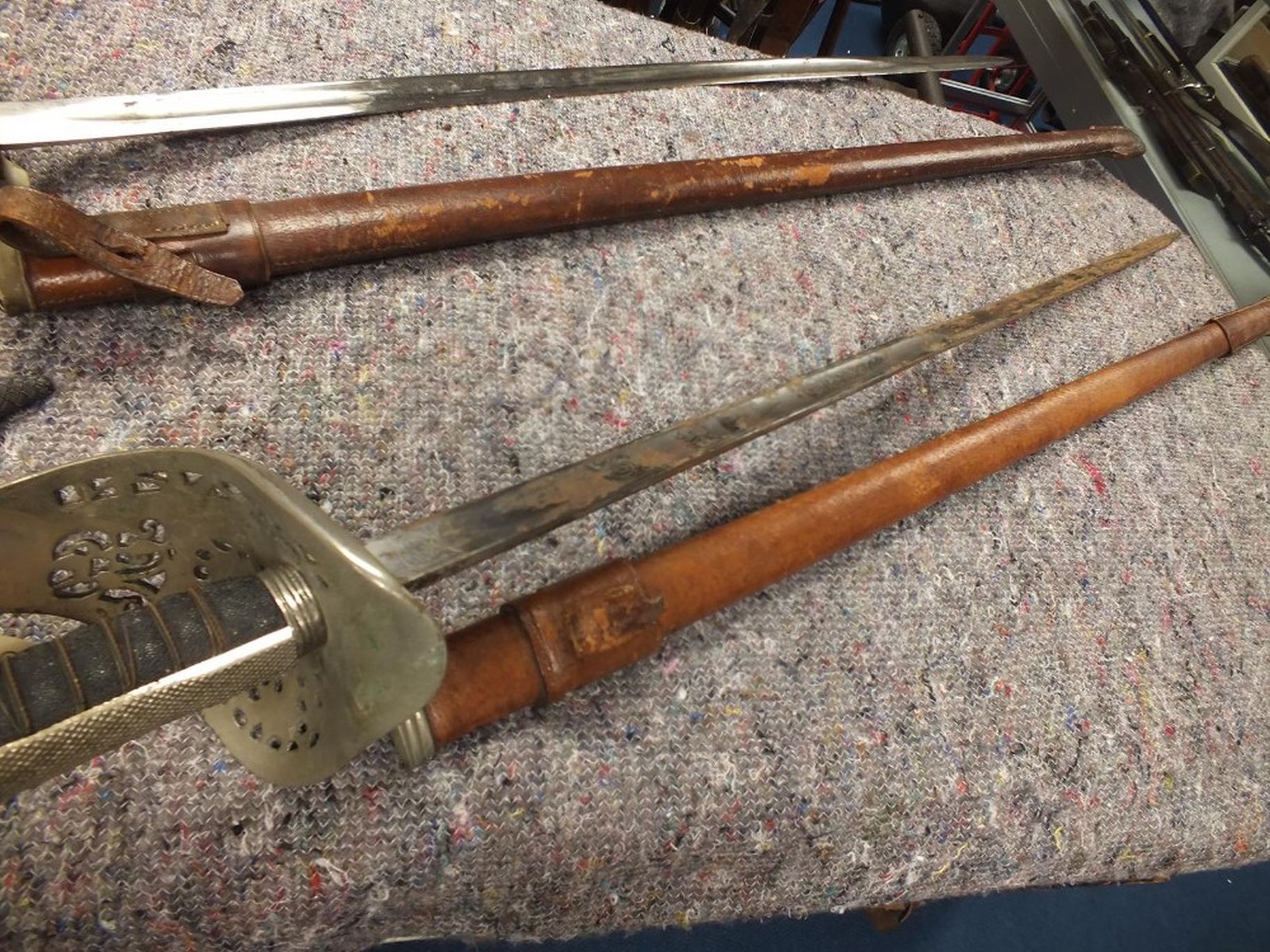 TWO 1897 PATTERN INFANTRY SWORDS, one for an Officer, the second for an NCO, each with pierced steel - Image 7 of 13