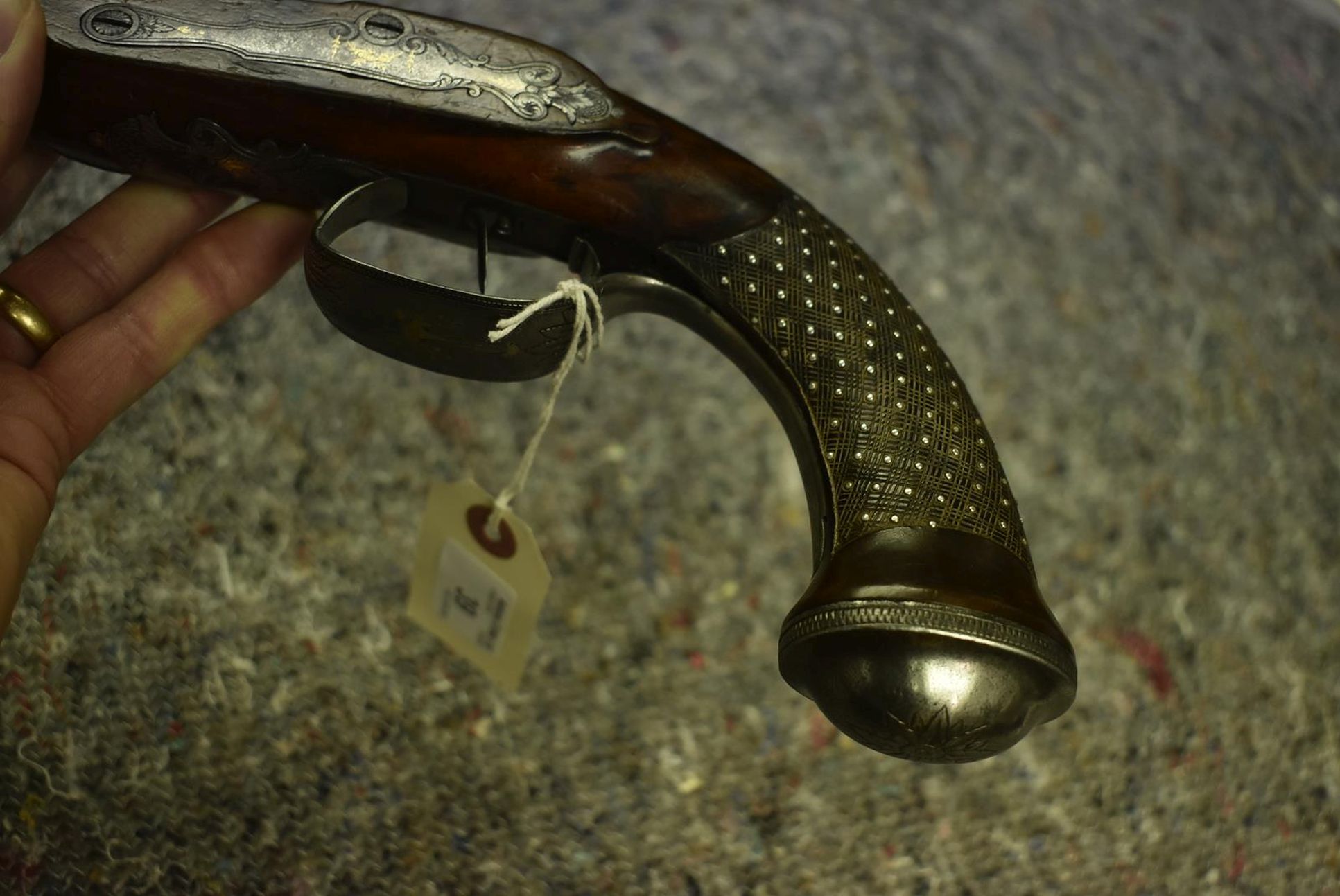 A 40-BORE GERMAN PERCUSSION OFFICER'S PISTOL, 9.25inch sighted octagonal barrel with inlaid silver - Image 7 of 13