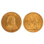 GOLD SOVEREIGN 1887, together with two half sovereigns, both 1887. (3)